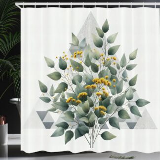 Eukalüptilehtedega dušikardin, konksudega, roheline (175x200cm)