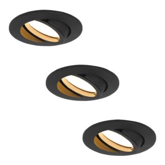 Süvistatavad LED valgustid, hämardatavad, mustad, soe valgus (3tk, 5W, 68mm)