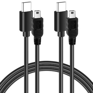 USB-C ja Mini USB kaabel, must (2tk, 1m)