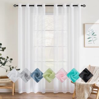 Läbipaistvad tüllkardinad, valge (2tk, 140x215cm)