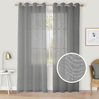 Linase välimusega poolläbipaistvad kardinad, hall (2tk, 140x225cm)