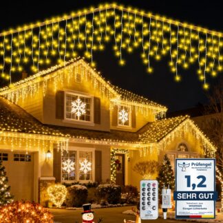 Veekindel LED-valguskardin õue, soe valgus (17m, 515 LED)