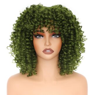 Lokkis afroparukas tukaga, roheline (35.5cm)