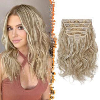 Clip-in juuksepikendused, blondid, laineris (6tk, 30cm)