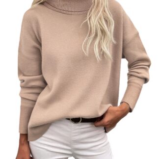 Kaelusega kootud kampsun naistele, khaki (XXL)