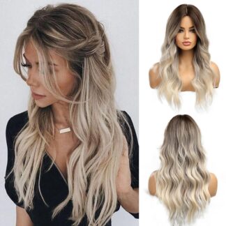 Pikk laintes ombre-parukas, pruun-blond (61cm)