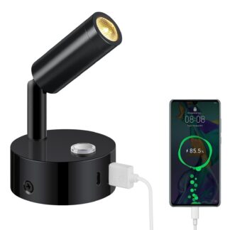 LED lugemisvalgusti, must, USB-laadimispordiga (12-24V)