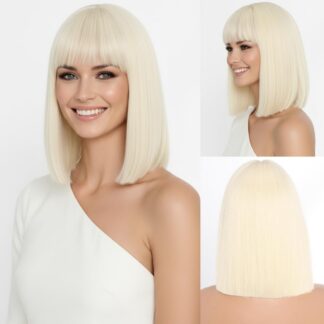 Lühike sirge blond parukas tukaga (30cm)