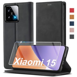 Telefonikaaned Xiaomi 15, ekraanikaitsega, must