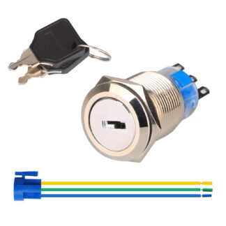 Võtmega lüliti, juhtmega (19mm, 2 võtit)