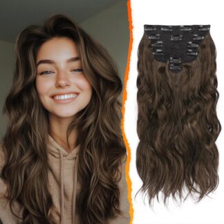 Clip-in juuksepikendused, lained, pruun (40cm)
