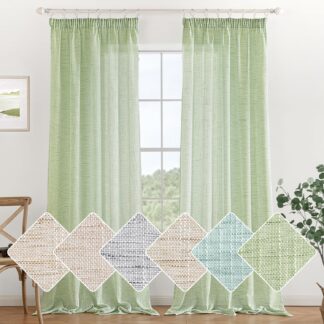 Linase välimusega kardinad, roheline (2tk, 140x280cm)