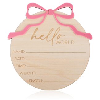 Puidust sünniteate silt "Hello World" (15cm)