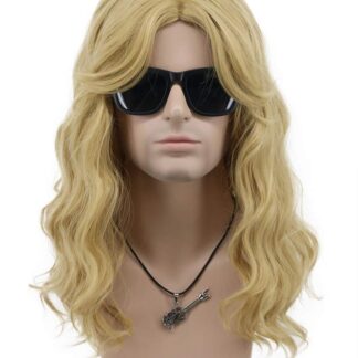 Pikk lokkis parukas, blond