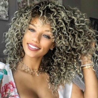 Lokkis afroparukas tukaga, pruun ja blond (35cm)