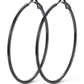Roostevabast terasest rõngaskõrvarõngad, mustad (60mm)