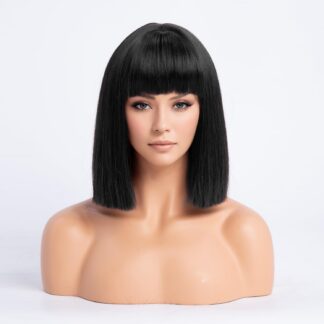 Bob-stiilis parukas tukaga, must (30cm)