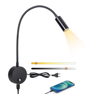 LED seinavalgusti lugemislamp, hämardatav, must