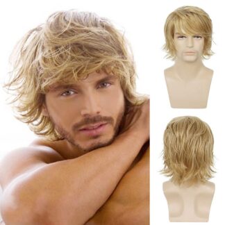 Meeste parukas, lühike ja kohev, blond