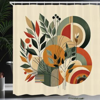 Tekstiilist dušikardin, monstera lehtedega (175x200cm)