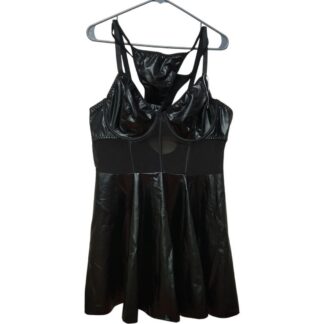Must läikiv kleit + stringid, suurus 2XL