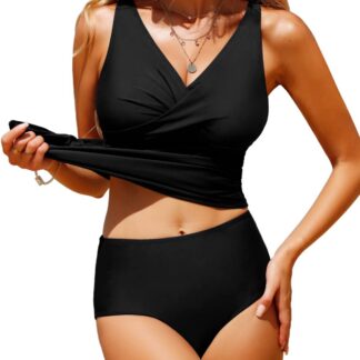 Naiste tankini ujumisriiete komplekt, must (XL)