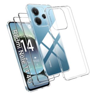 Telefonikaaned Xiaomi Redmi Note 14 4G ja ekraanikaitse, läbipaistev